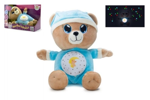 Medvídek Usínáček plyš 32cm na baterie se světlem a zvukem v boxu 12m+ – Modrý