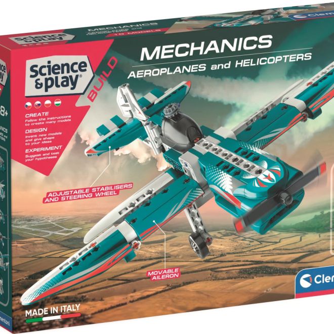 CLEMENTONI Science&Play Mechanická laboratoř Letadla a vrtulníky 10v1