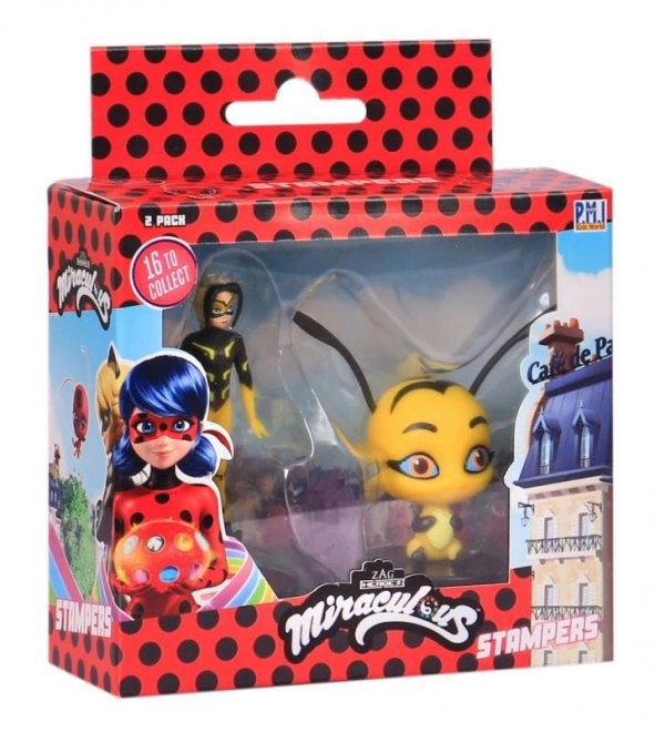 Miraculous: Beruška a černý kocour- razítka 2 ks figurka Ast.