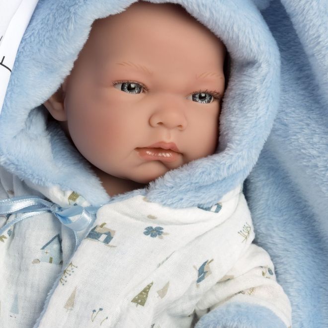 Llorens 73897 NEW BORN CHLAPEČEK - realistická panenka miminko s celovinylovým tělem - 40 cm