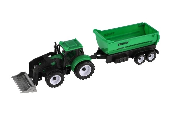 Traktor s vlekem 2ks plast 17cm na volný chod v krabičce 20x34x7,5cm