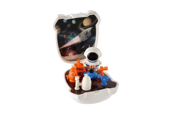 Sada vesmír plast astronaut, raketoplán s doplňky 3 druhy v krabičce 13x14x6cm