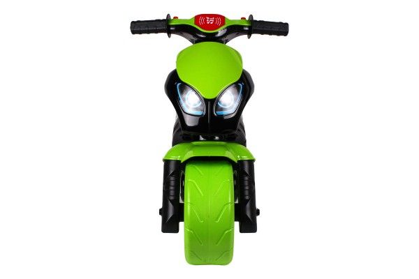 Odrážedlo motorka zeleno-černá plast na baterie se světlem se zvukem v sáčku 36x53x74cm