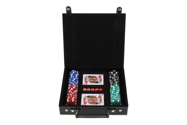 Poker sada 100ks + karty + kostky v kufříku v krabici 28x25x8cm