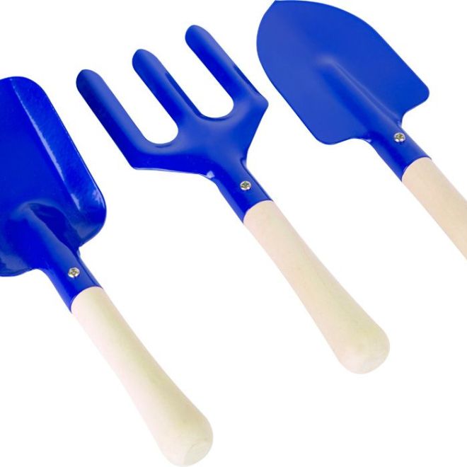 Sada 3 praktických mini zahradnických nástrojů modré barvy