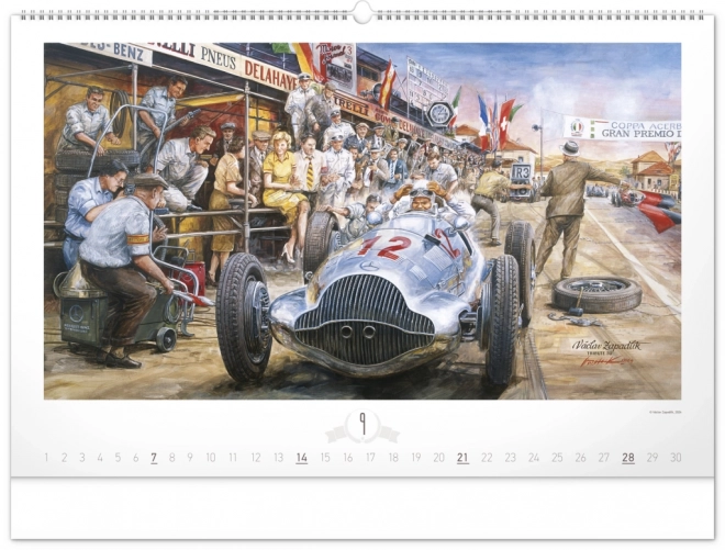 NOTIQUE Nástěnný kalendář Oldtimers – Václav Zapadlík 2025, 64 x 42 cm