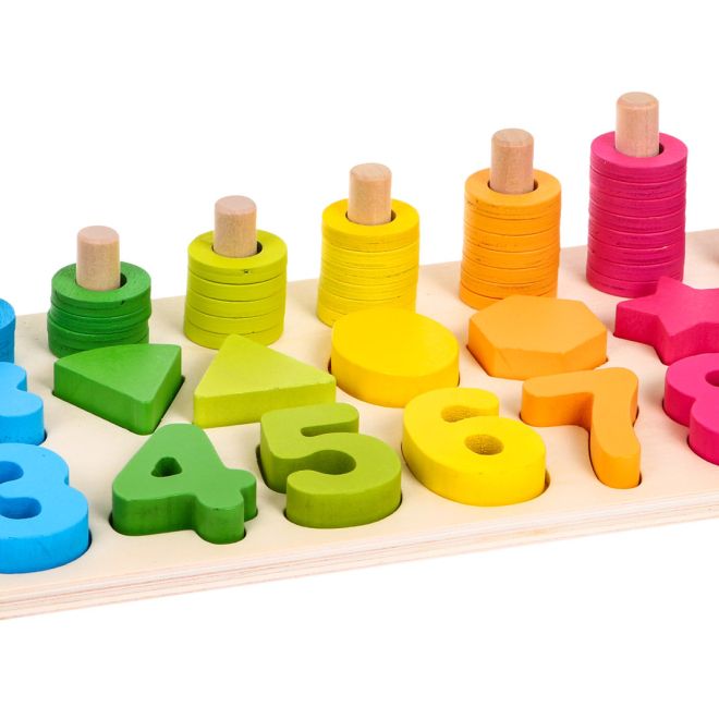 Dřevěná sada pro výuku počítání pro děti 3+ Třídička tvarů