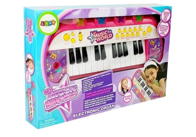 Klávesnice Pianinko 24 kláves USB mikrofon růžová