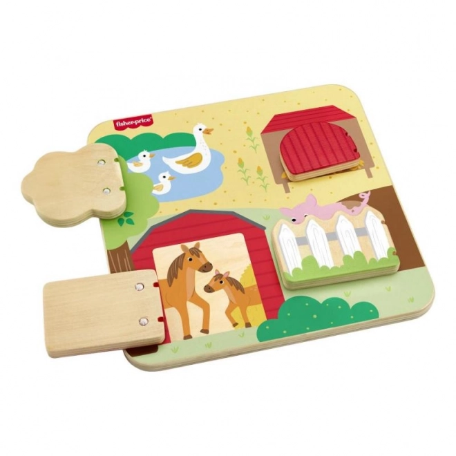 Fisher-Price Dřevěná hra na schovávanou se zvířátky