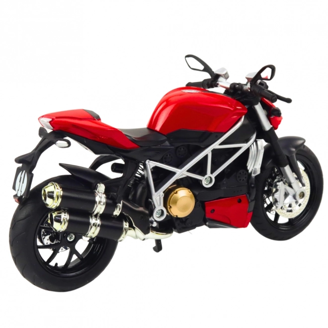 Kovový sportovní motocykl s efekty červený 1:12