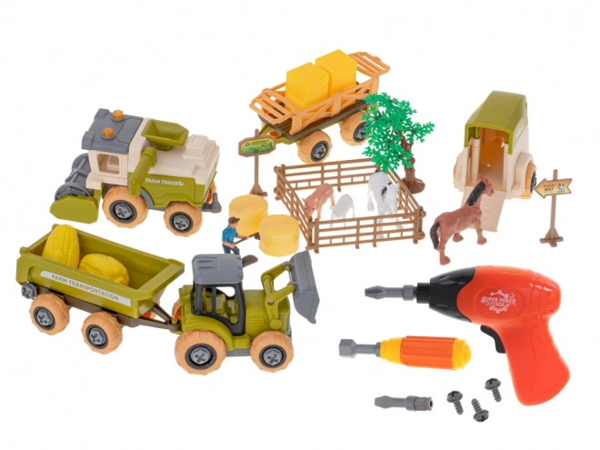 Farmářská sada s traktory a domácími zvířátky