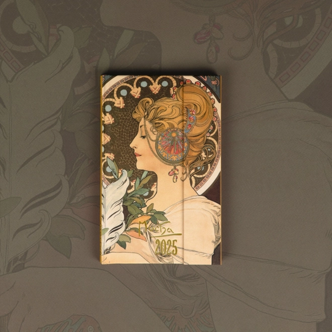 NOTIQUE Týdenní magnetický diář Alfons Mucha 2025, 13 x 21 cm