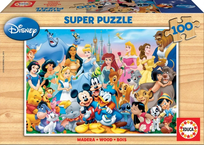 EDUCA Dřevěné puzzle Báječný svět Disney 100 dílků