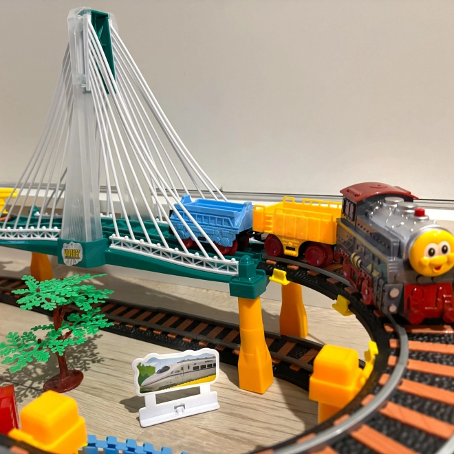 Kolejka elektrická 2v1 Závodní dráha Viadukt Auto XXL