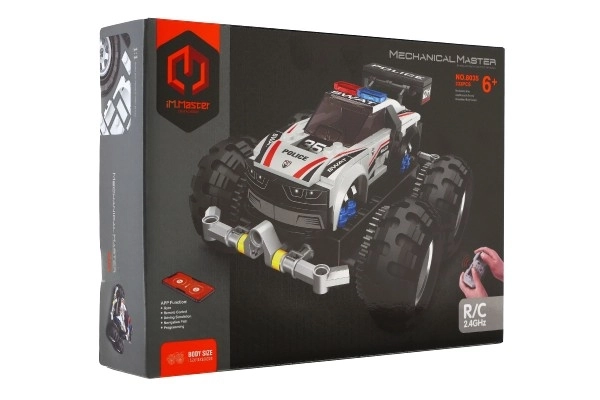 Auto RC policejní stavebnice plast 2,4MHz na baterie v krabici 31x23x7cm