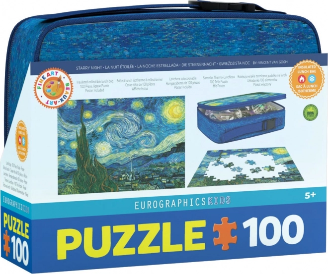 EUROGRAPHICS Puzzle ve svačinovém boxu Hvězdná noc 100 dílků