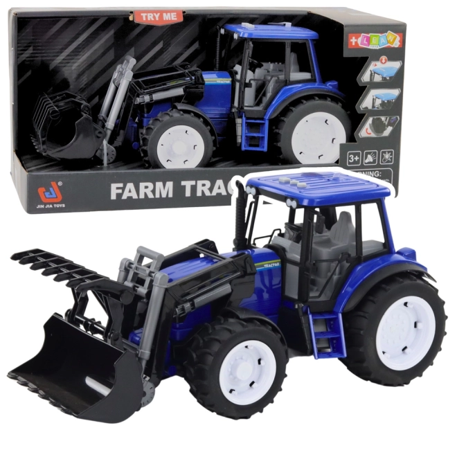 Dětský traktor s pohyblivou lžící modrý