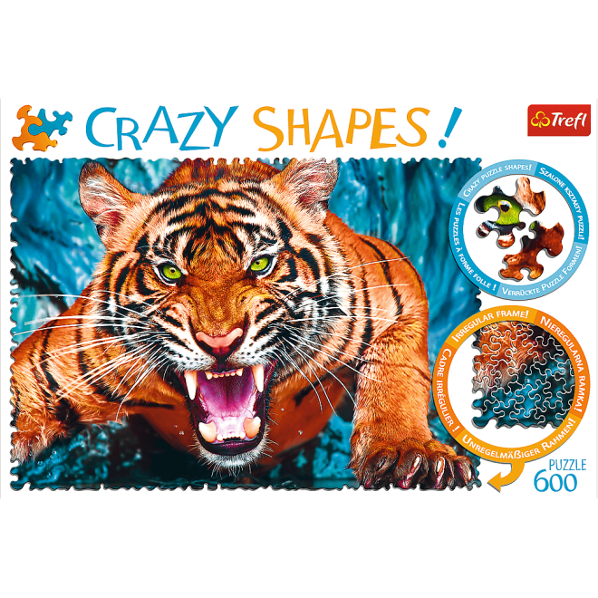 TREFL Crazy Shapes puzzle Útok tygra 600 dílků