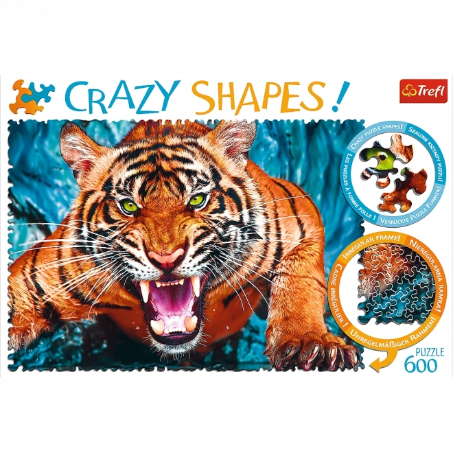 TREFL Crazy Shapes puzzle Útok tygra 600 dílků