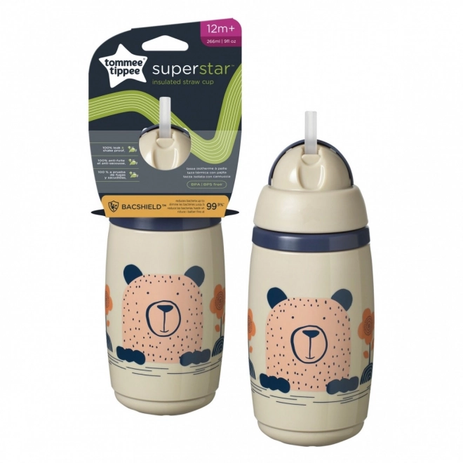 TOMMEE TIPPEE Láhev s brčkem 266 ml šedá