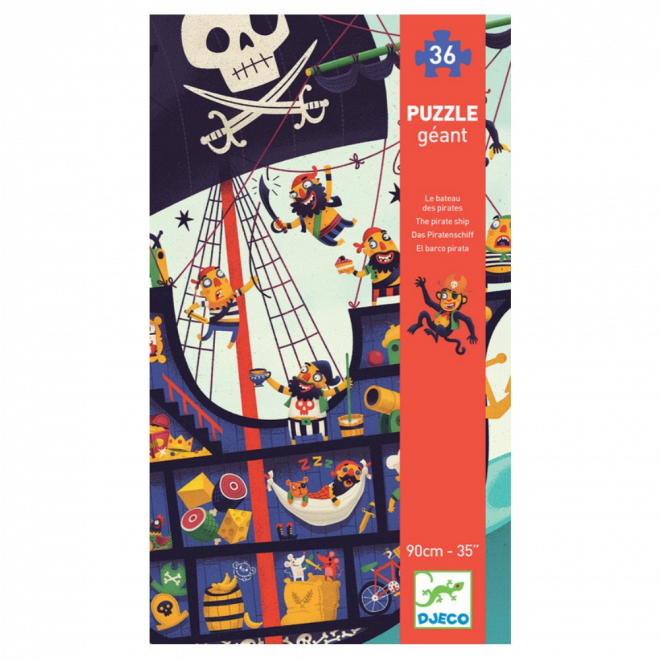 DJECO Podlahové obrysové puzzle Pirátský koráb 36 dílků