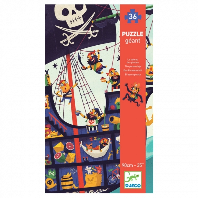 DJECO Podlahové obrysové puzzle Pirátský koráb 36 dílků