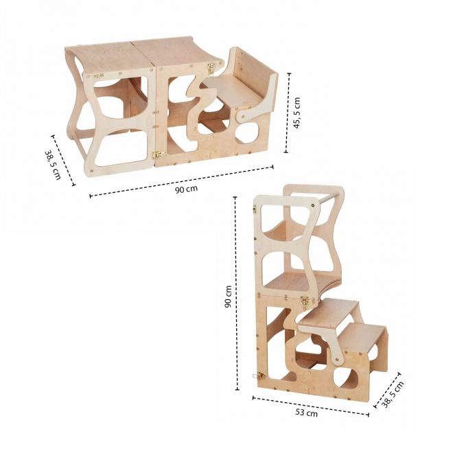 Montessori učící věž 2v1, Natural Wood