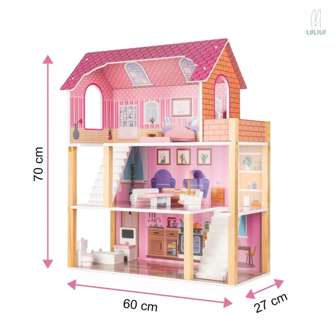 Dřevěný domeček pro panenky Lulilo Tulipo - 70 cm