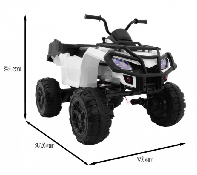 Čtyřkolka XL na baterie pro děti bílá + pohon 4x4 + nosič zavazadel + pomalý start + EVA + LED audio