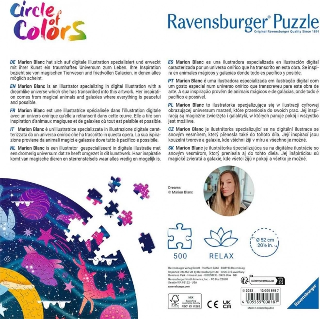 RAVENSBURGER Kulaté puzzle Kruh barev: Sny 500 dílků