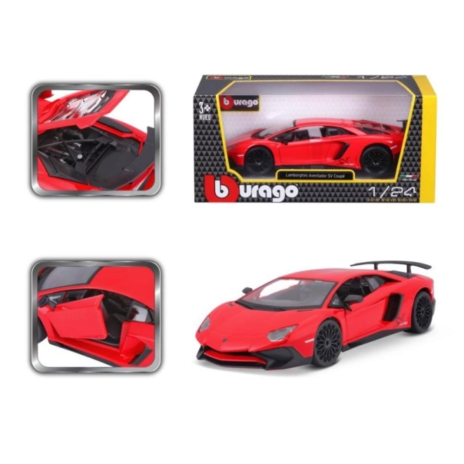 Kovový model Bburago Lamborghini Aventador červený 1:24