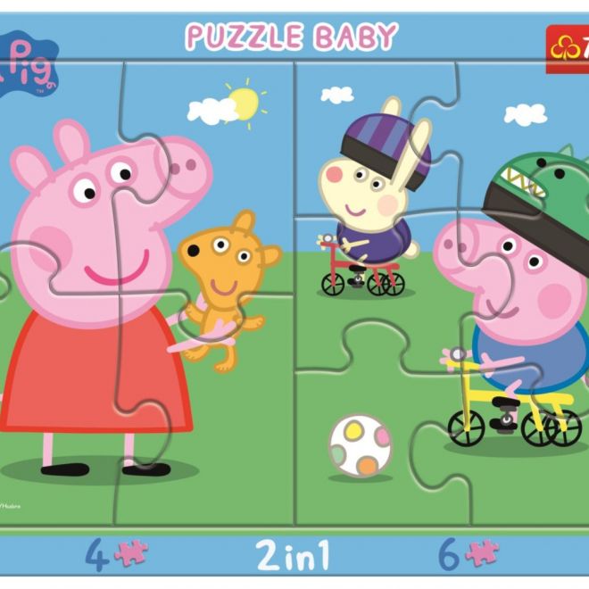 TREFL Baby puzzle Šťastné prasátko Peppa 2v1, 10 dílků