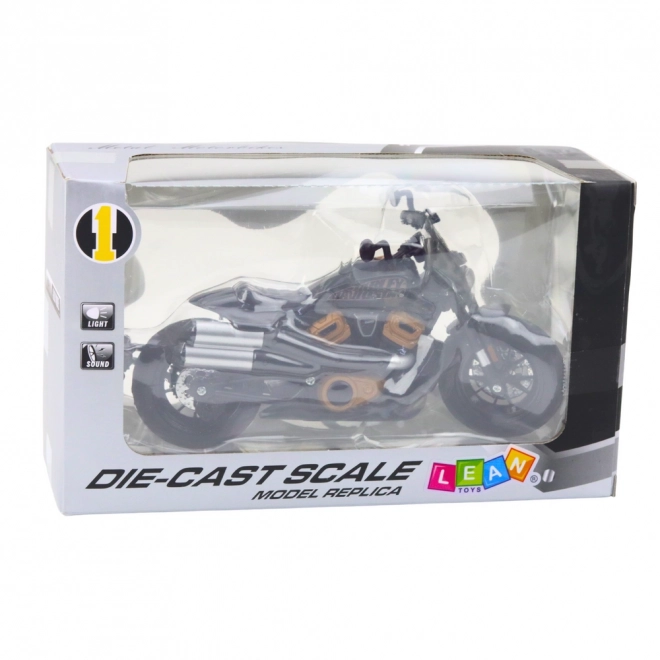 Černý motocykl Chopper se zlatými prvky 1:12