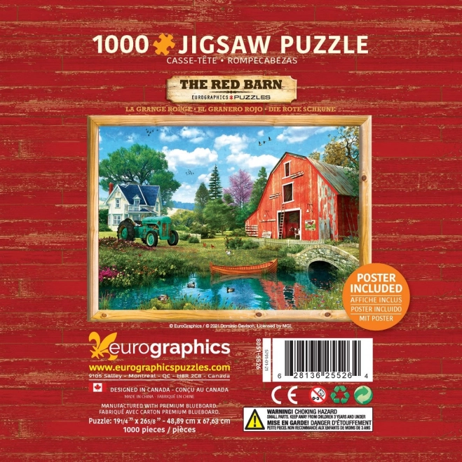 EUROGRAPHICS Puzzle v plechové krabičce Červená stodola 1000 dílků