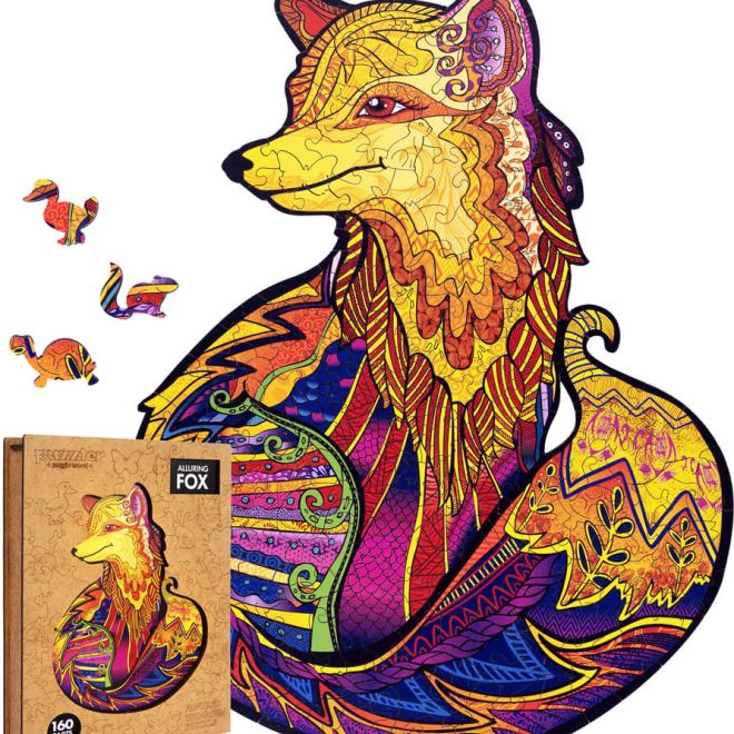 Magické dřevěné barevné puzzle - Tajemná liška