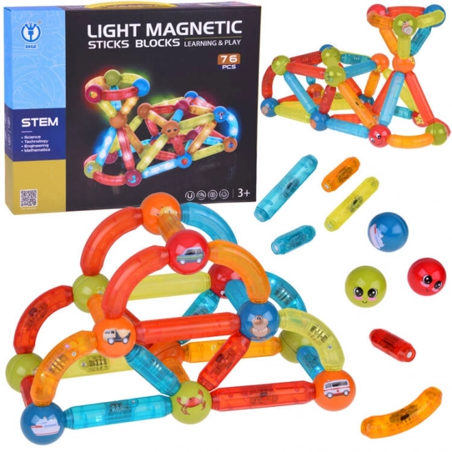 Magnetické 3D barevné svítící kostky pro děti 76ele ZA5239