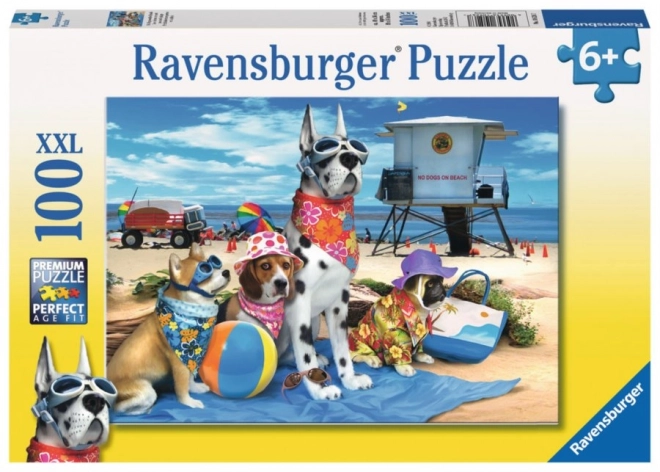 RAVENSBURGER Puzzle Zákaz psů na pláži XXL 100 dílků