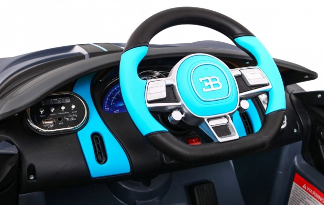 Bugatti Divo Dětské auto na baterie šedé + dálkové ovládání + EVA + pomalý start + LED MP3