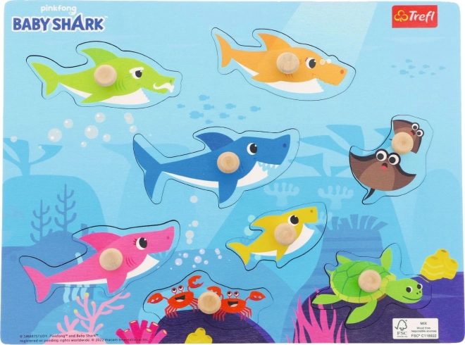 Dřevěné puzzle Baby Shark 8 dílků