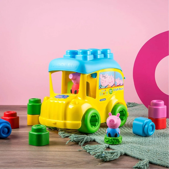 CLEMENTONI SOFT CLEMMY Školní autobus Prasátko Peppa s 8 kostkami
