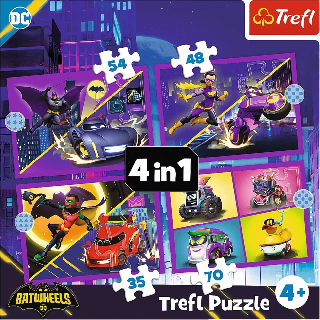 TREFL Puzzle Batwheels: Seznamte se 4v1 (35,48,54,70 dílků)