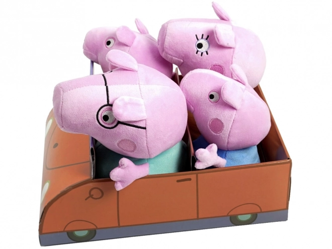 Sada plyšových hraček Peppa Pig - Rodina v autě