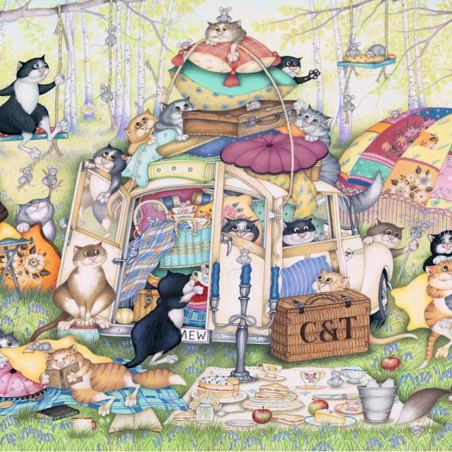 RAVENSBURGER Puzzle Crazy Cats: Líné letní odpoledne 1000 dílků