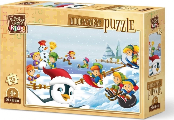 ART PUZZLE Dřevěné puzzle Zimní sportovci 25 dílků