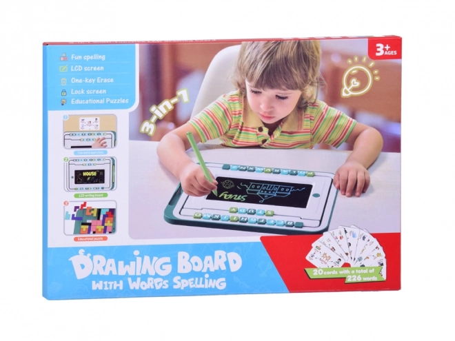 Edukativní sada 3v1 s LCD tabulí a kartami pro angličtinu