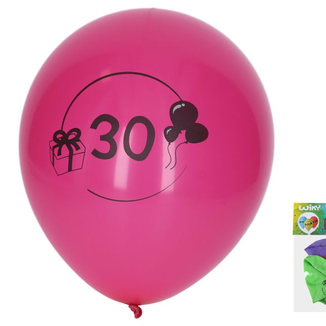 Balónek nafukovací 30 cm s číslem 30 - sada 5 kusů