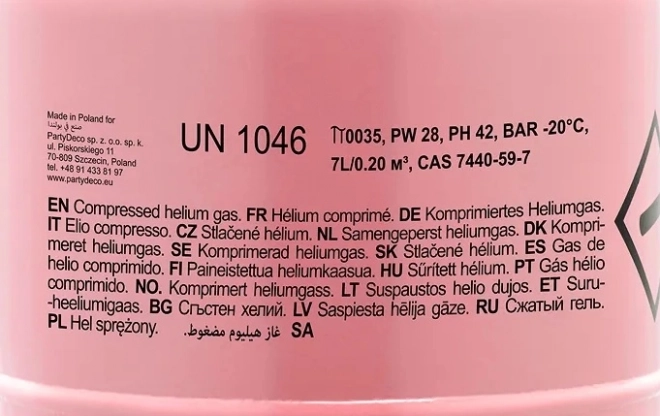 Helium - Růžová heliová láhev pro 30 balónků