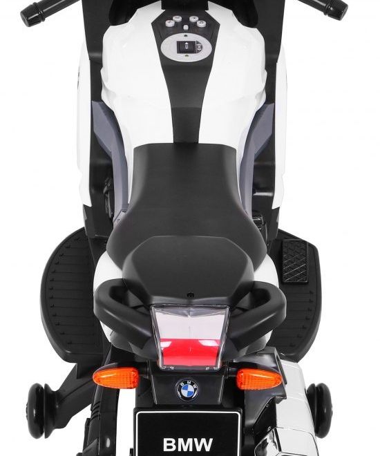 BMW K1300S Dětský motocykl na baterie bílý + pomocná kolečka + zvuky Světla + pomalý start
