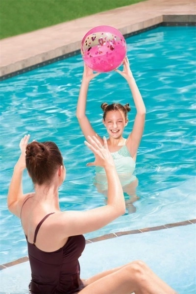 Plážový míč se třpytkami 41 cm růžový