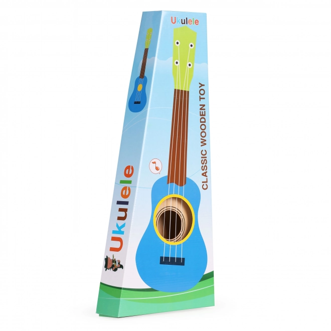 Dětské dřevěné ukulele se 4 nylonovými strunami, hnědé ECOTOYS